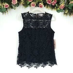Nanette Lepore Chateau Rose Lace Top in Dark Navy